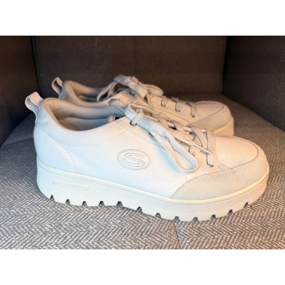 Skechers Street‎ Cleats White Platform Sneakers Size 9.5